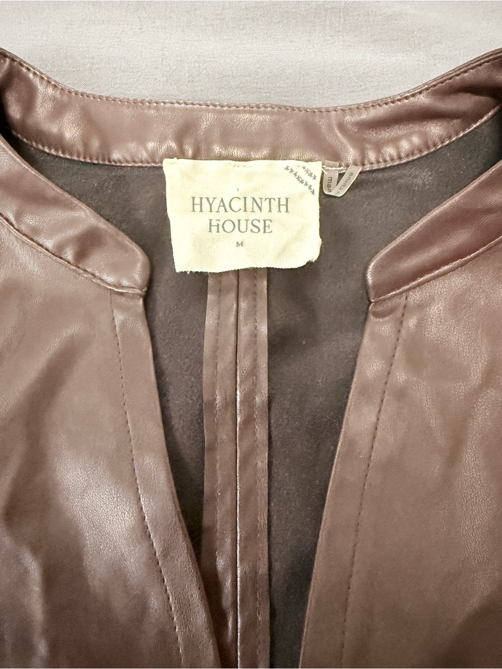 Tuckernuck Hyacinth House Brown Faux Leather Puff Sleeve Top Size M - Picture 4 of 8